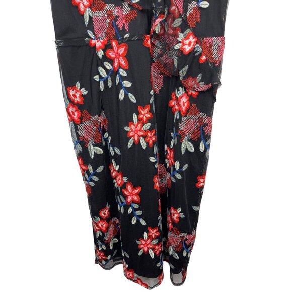 Sam Edelman Black Red Floral Embroidered Sheath Dress Women’s Size 8 - Picture 4 of 12
